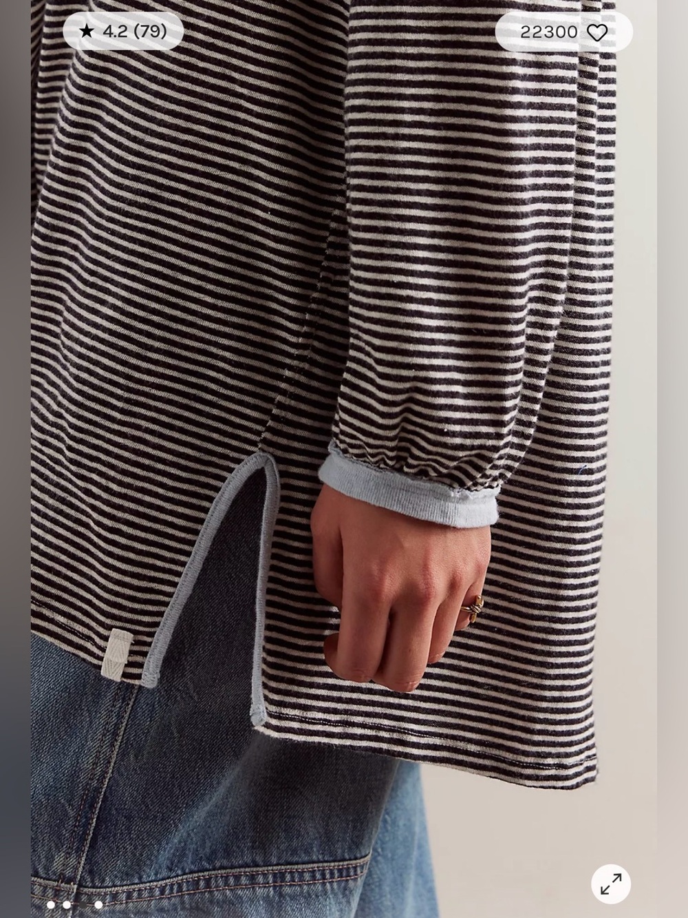 FP Movement’s We The Free Veronica Stripes Tee, Sz XS in Black & White Combo - Picture 3 of 12